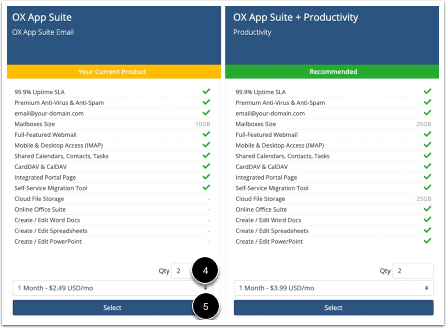 Opciones de OX App Suite