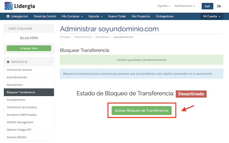 Bloqueo de Transferencia 3